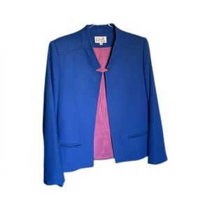 Vintage Celeste Sport Blue Open Blazer 100% Wool Women’s 8